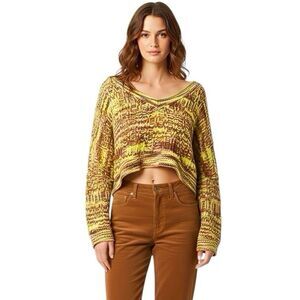 Silence + Noise Sweater Small Slouchy Chenille Crop Bohemian Boho Neutral